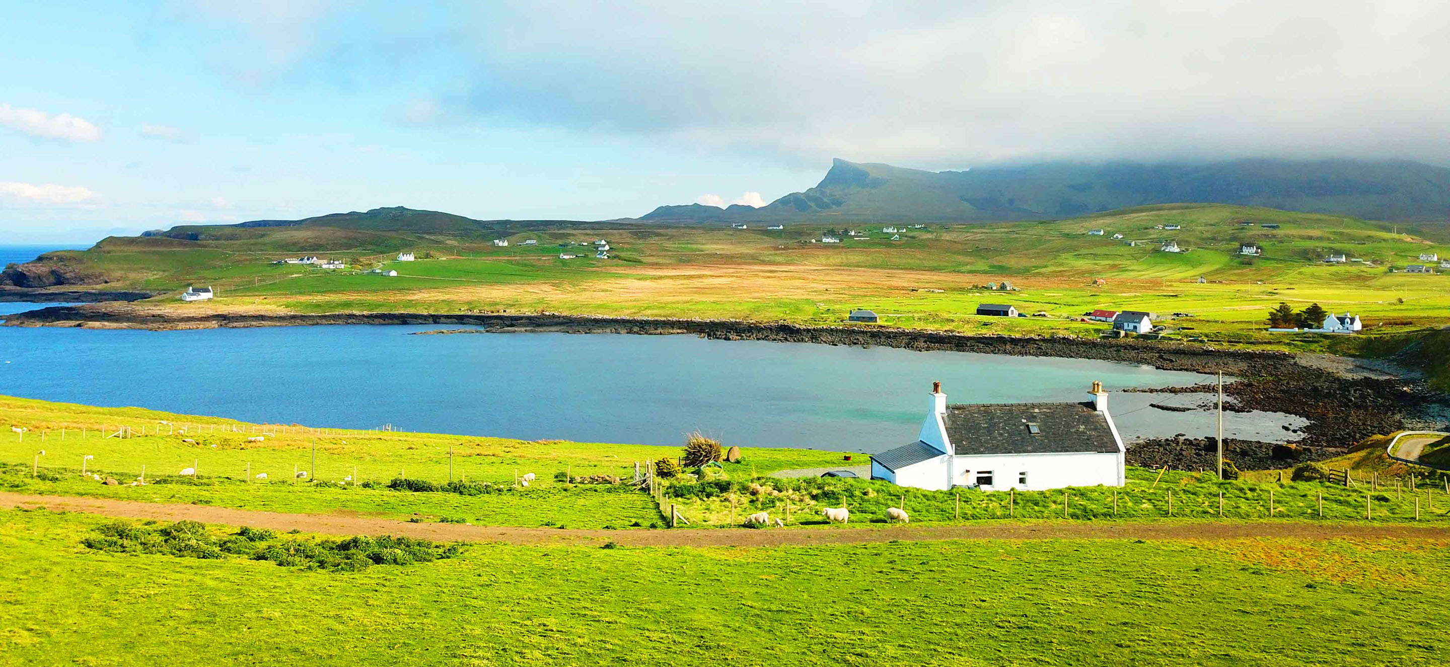 Enjoy a quiet location at our self catering property looking across the sea towards the Quiraing